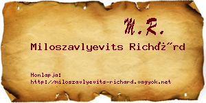 Miloszavlyevits Richárd névjegykártya